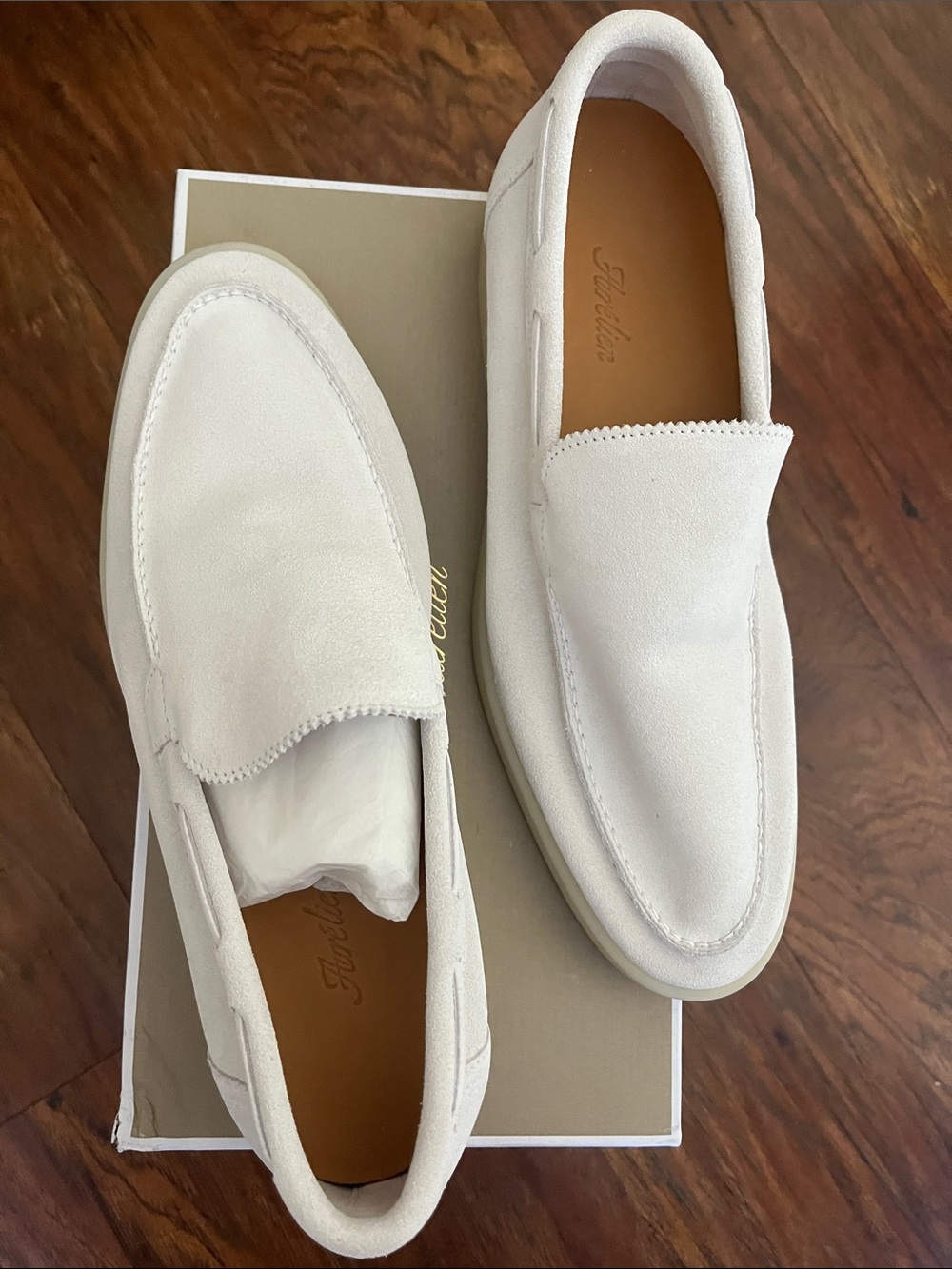 Aurelien Suede Slip-On Loafers in White - Men